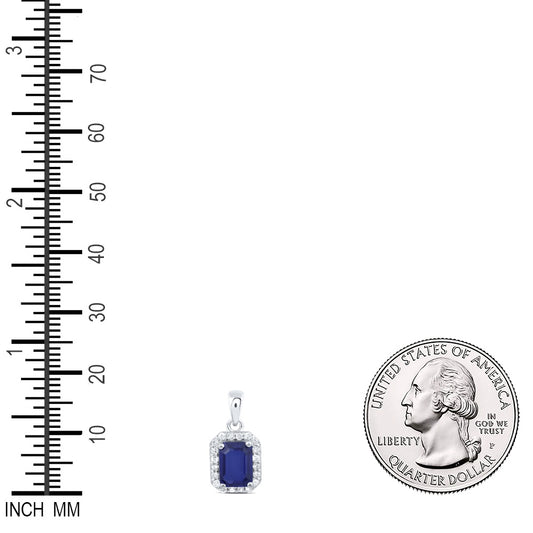 1.55 Ctw Natural Diamond Blue Octagon Shaped Pendant in 10k White Gold