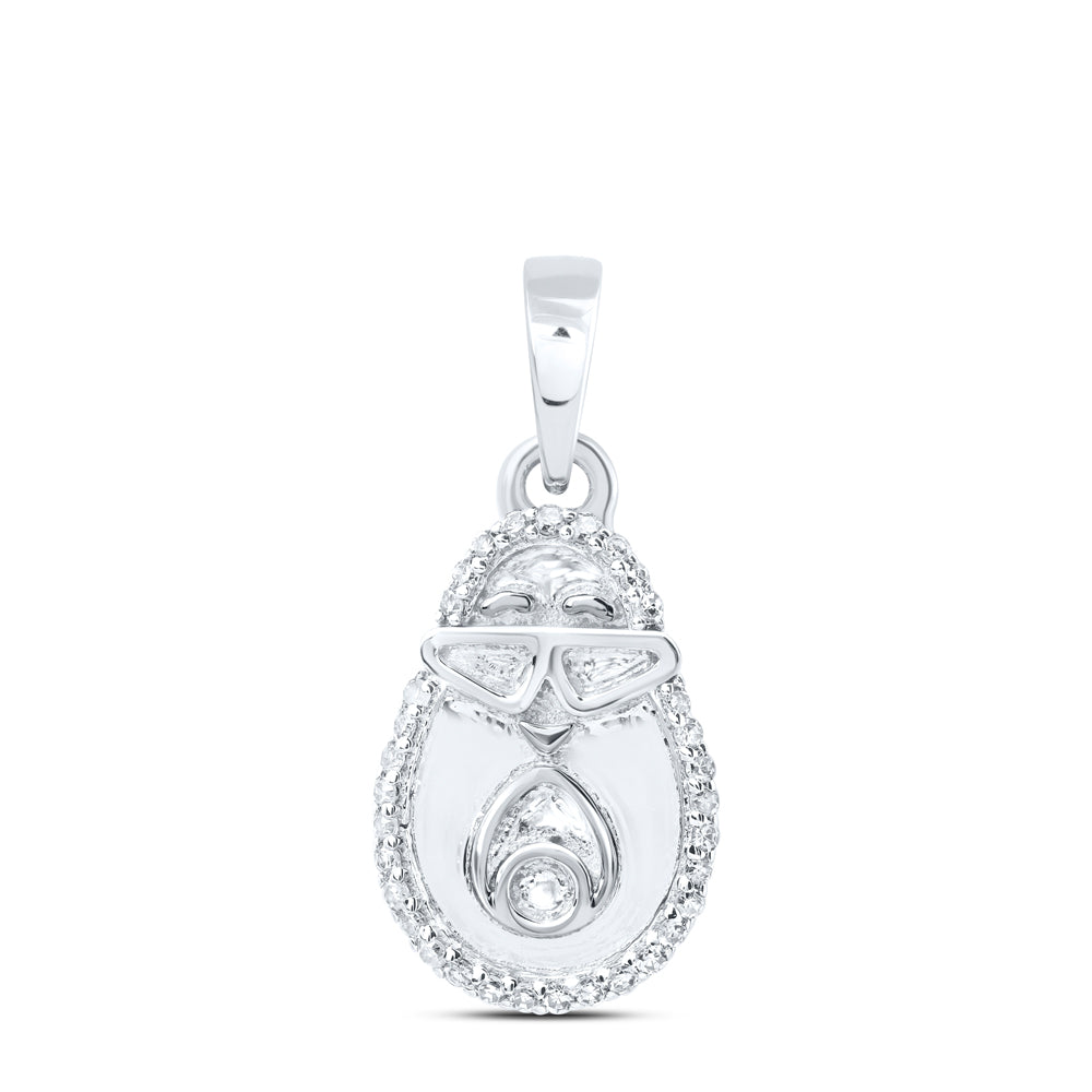 0.08 Ctw Natural Diamond Topaz Baby Shoe Pendant in 10k White Gold