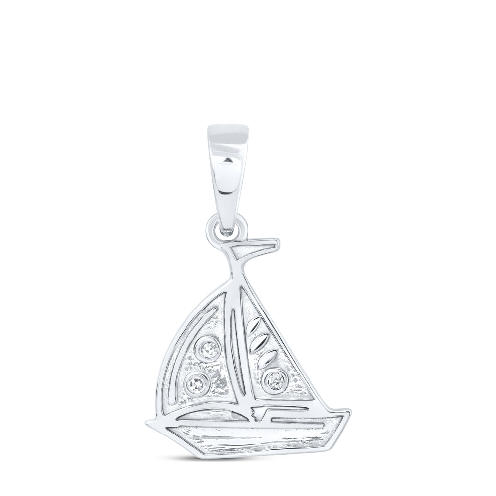 0.01 Ctw Natural Diamond Yatch Pendant in 10k White Gold
