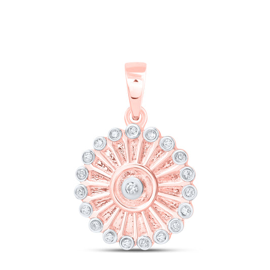 0.05 Ctw Natural Diamond Round Shaped Pendant in 10k Rose Gold