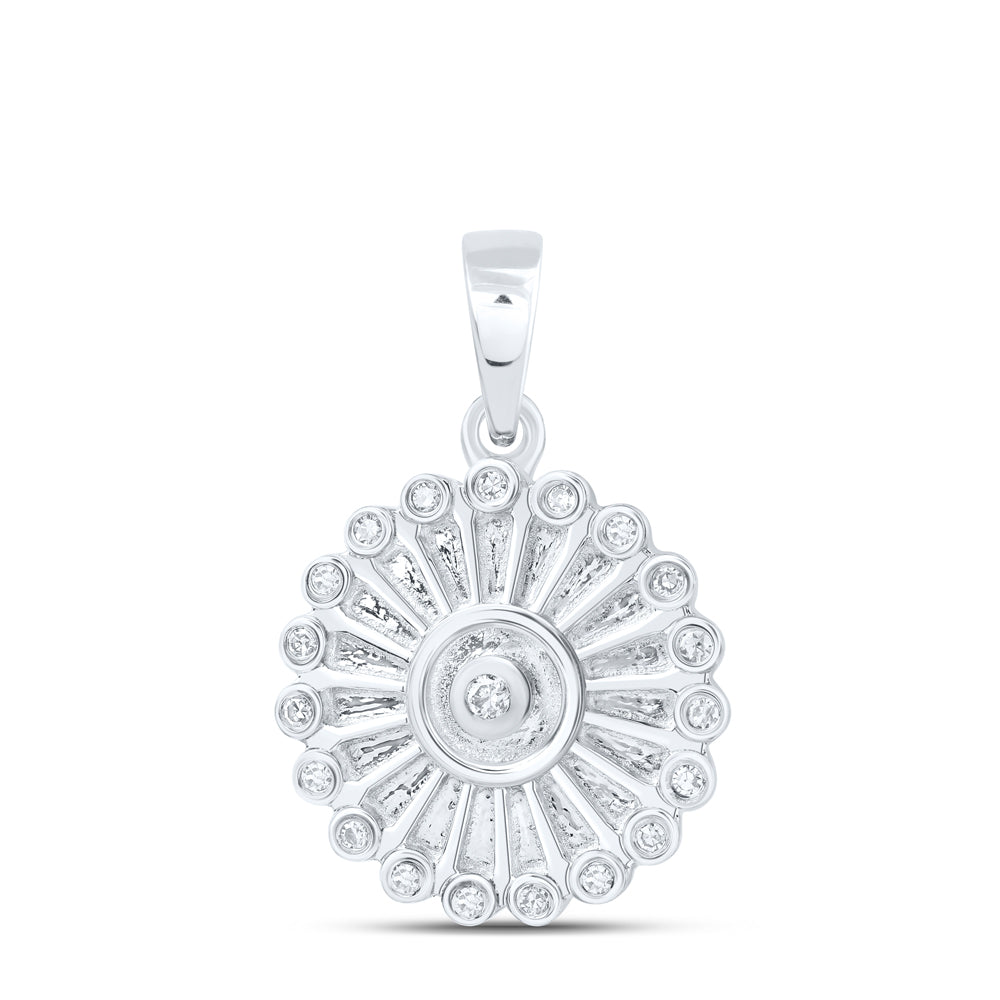 0.05 Ctw Natural Diamond Round Shaped Pendant in 10k White Gold