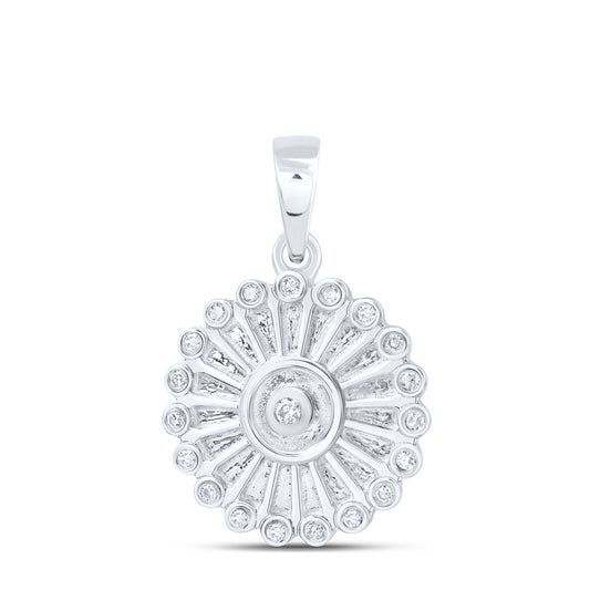 0.05 Ctw Natural Diamond Round Shaped Pendant in 10k White Gold