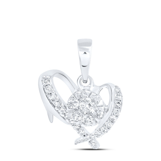 0.2 Ctw Natural Diamond Heart Gift Pendant in 10k White Gold