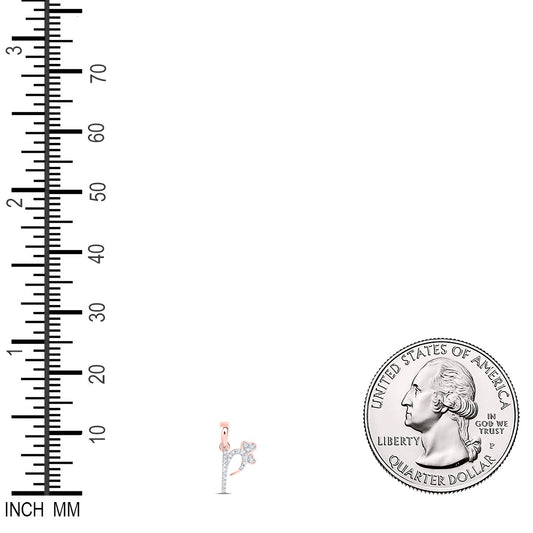 0.08 Ctw Natural Diamond Heart Initial Letter P Pendant in 10k Rose Gold