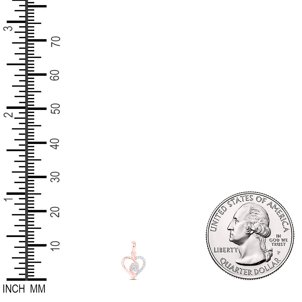 0.09 Ctw Natural Diamond Open Heart Pendant in 10k Rose Gold