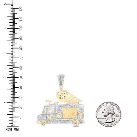 1.9 Ctw Natural Diamond Ice Truck Auto Pendant in 10k Yellow Gold