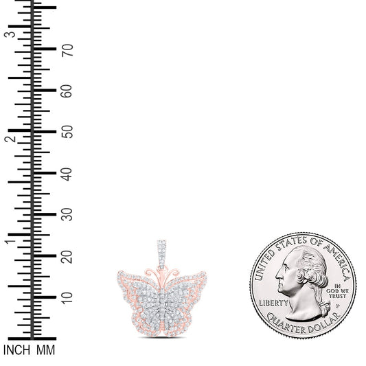 0.63 Ctw Natural Diamond Cluster Animal Butterfly Pendant in 10k Rose Gold
