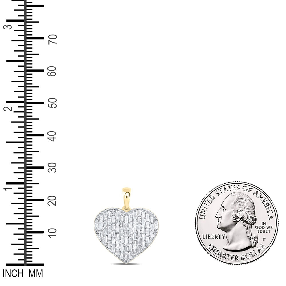 0.69 Ctw Natural Diamond Cluster Heart Gift Pendant in 10k Yellow Gold