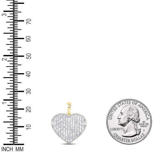 0.69 Ctw Natural Diamond Cluster Heart Gift Pendant in 10k Yellow Gold