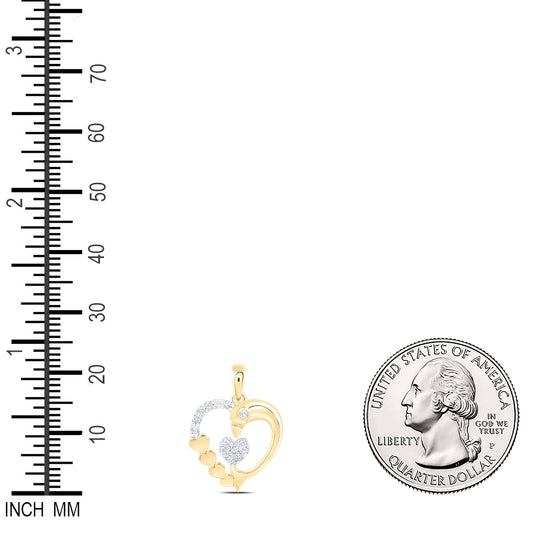 0.12 Ctw Natural Diamond 6 Six Heart Dolphin Pendant in 10k Yellow Gold