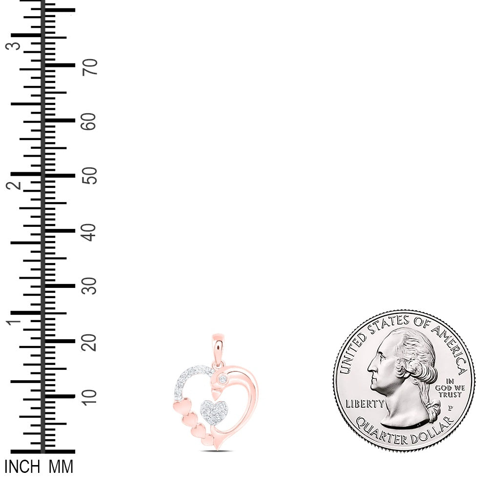 0.12 Ctw Natural Diamond 6 Six Heart Dolphin Pendant in 10k Rose Gold