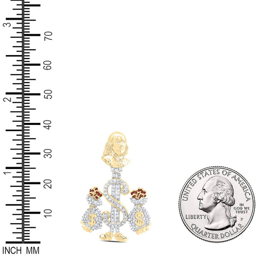 0.55 Ctw Natural Diamond Benjamin Franklin Money Bag Pendant in 10k Yellow Gold