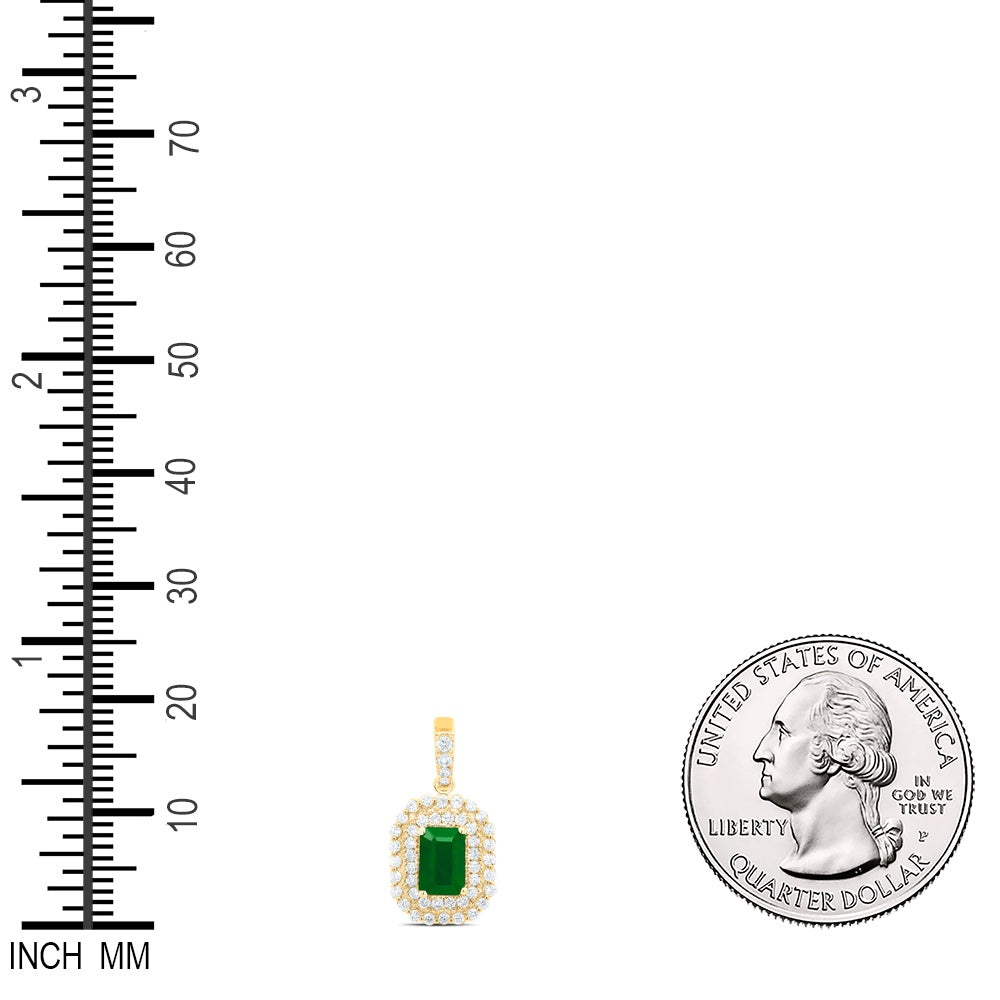 0.93 Ctw Natural Diamond Green Diamond Round Edge Pendant in 14k Yellow Gold