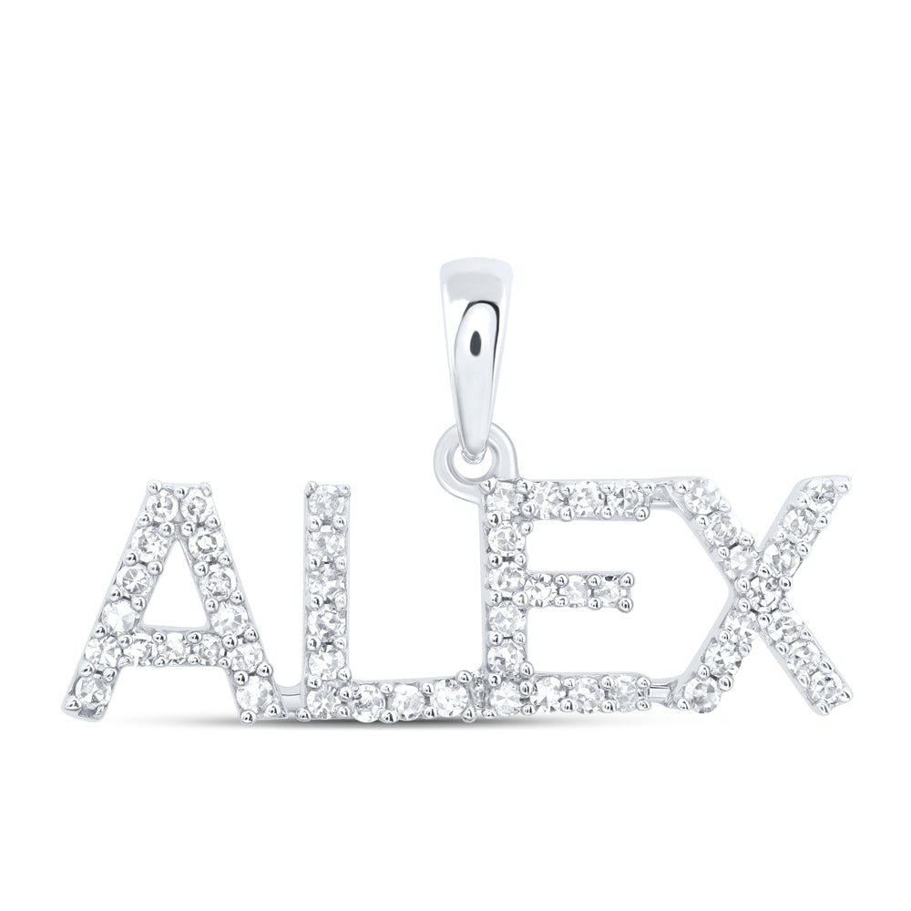0.2 Ctw Natural Diamond ALEX Name Pendant in 10k White Gold