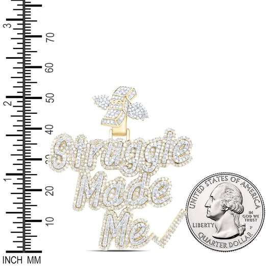 3.26 Ctw Natural Diamond Struggle Made Me Cash Money Pendant in 10k Yellow Gold