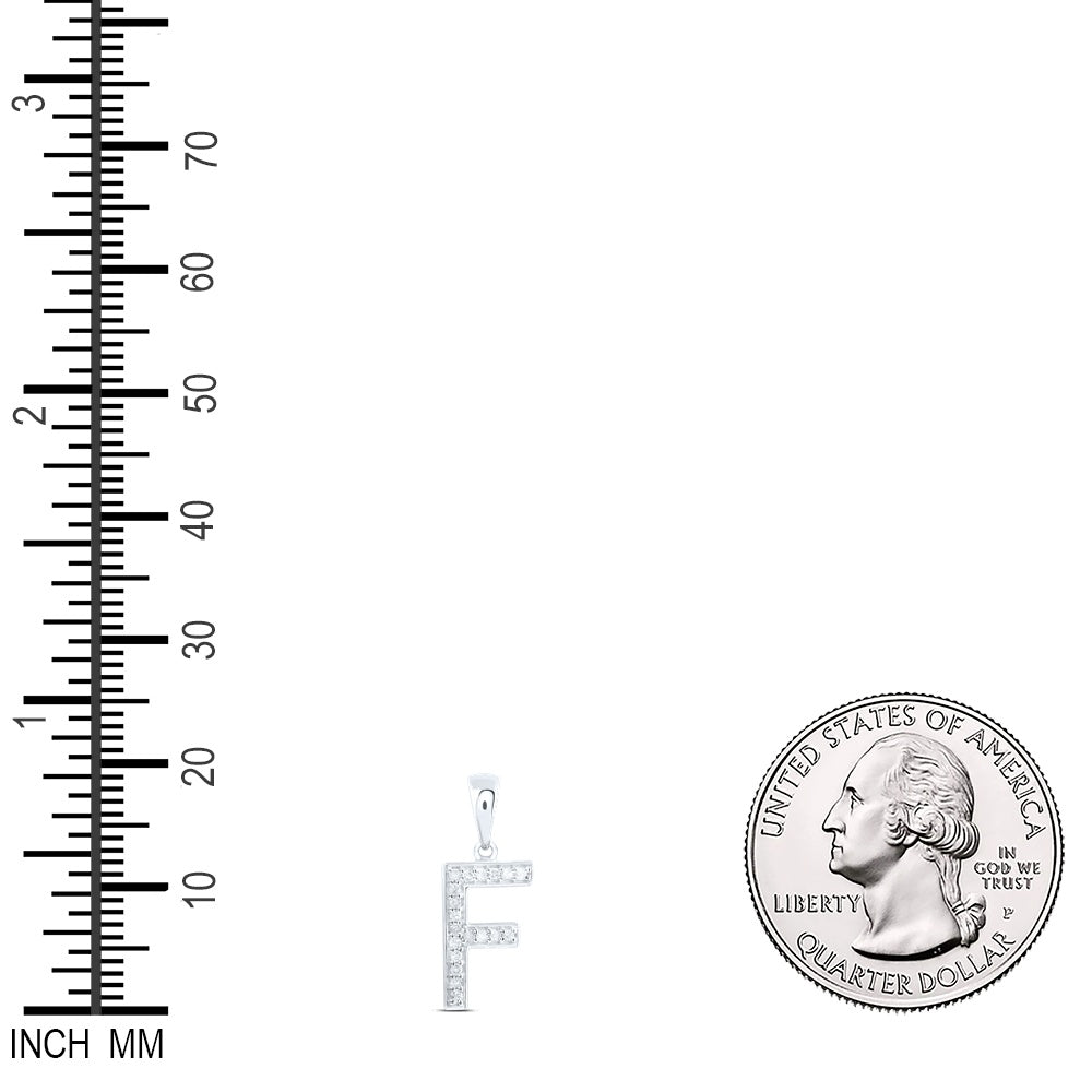 0.08 Ctw Natural Diamond Simple Initial Letter F Pendant in 10k White Gold