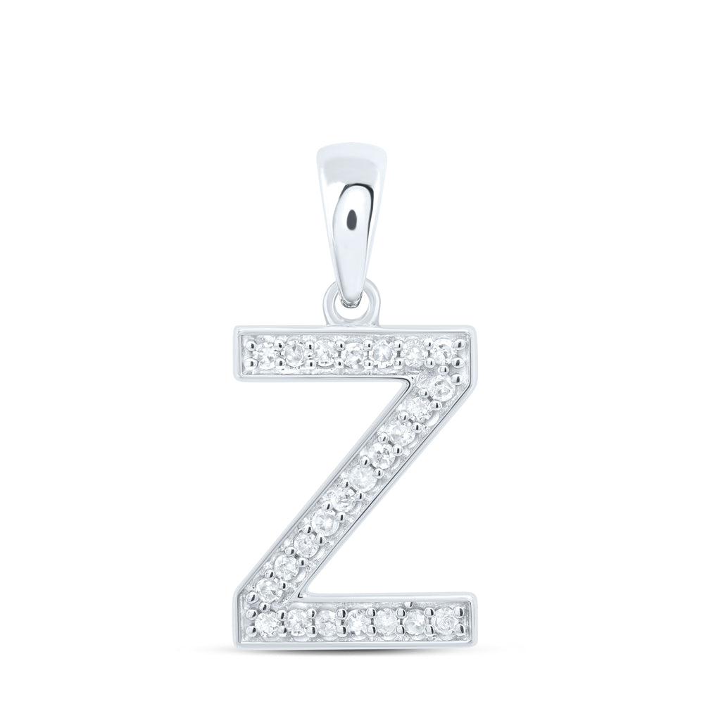 0.1 Ctw Natural Diamond Simple Initial Letter Z Pendant in 10k White Gold
