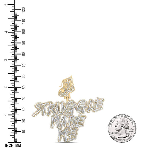 3.82 Ctw Natural Diamond Struggle Made Me Pendant in 10k Yellow Gold