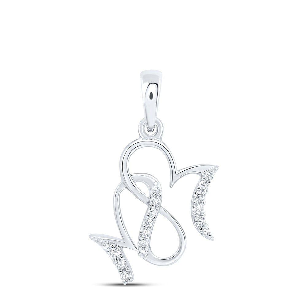 0.08 Ctw Natural Diamond Mom Mothers Day Pendant in 10k White Gold