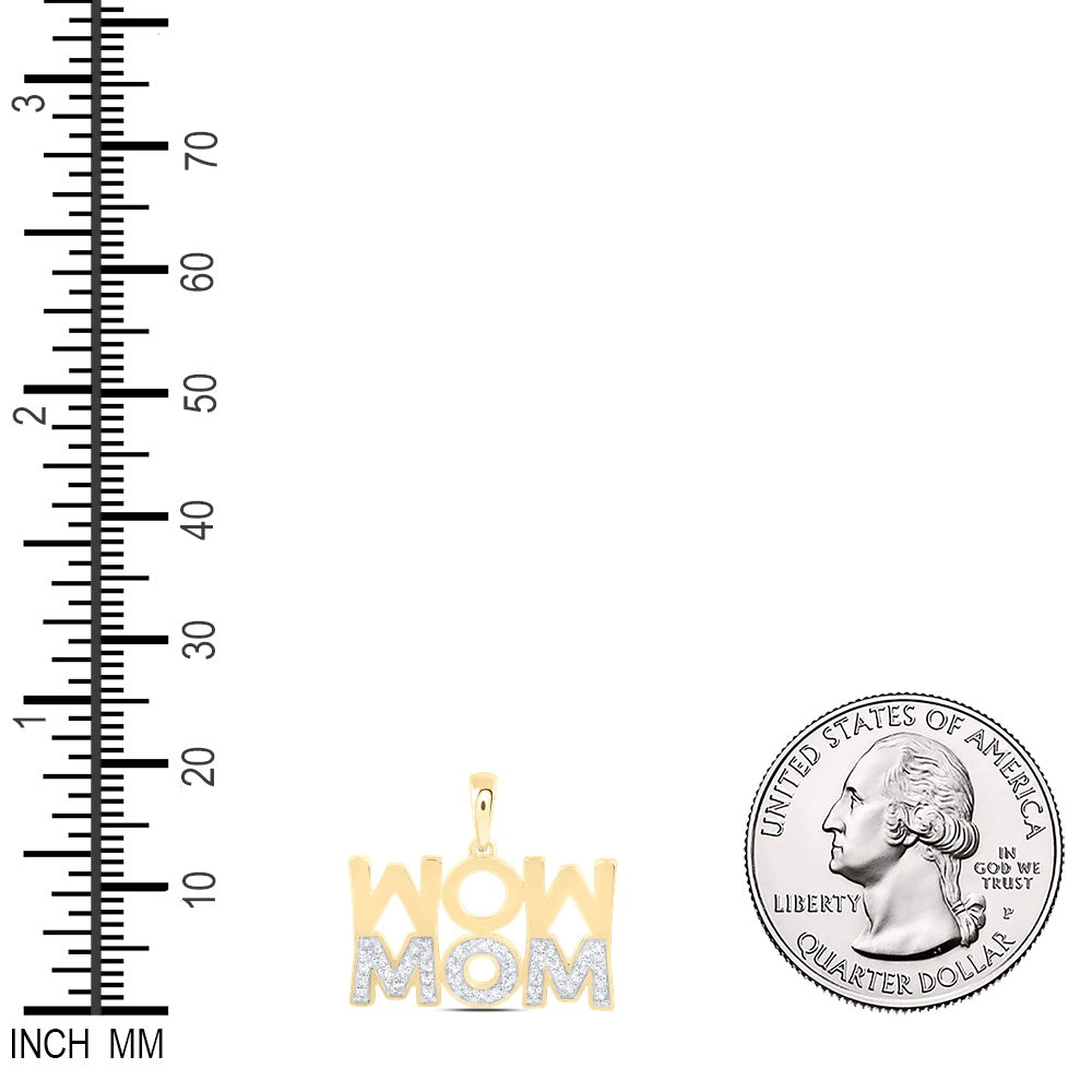 0.19 Ctw Natural Diamond Upside Down Mom Mothers Day Pendant in 10k Yellow Gold