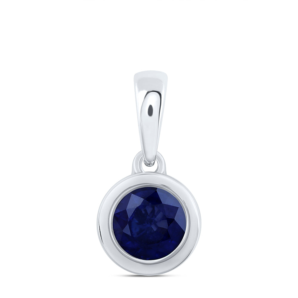 0.57 Ctw Natural Diamond Center Blue Pendant in 10k White Gold