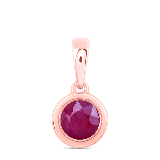 0.66 Ctw Natural Diamond Center Blue Pendant in 10k Rose Gold