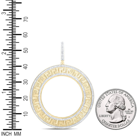 1.55 Ctw Natural Diamond Round Greek Bezel Pendant in 14k Yellow Gold
