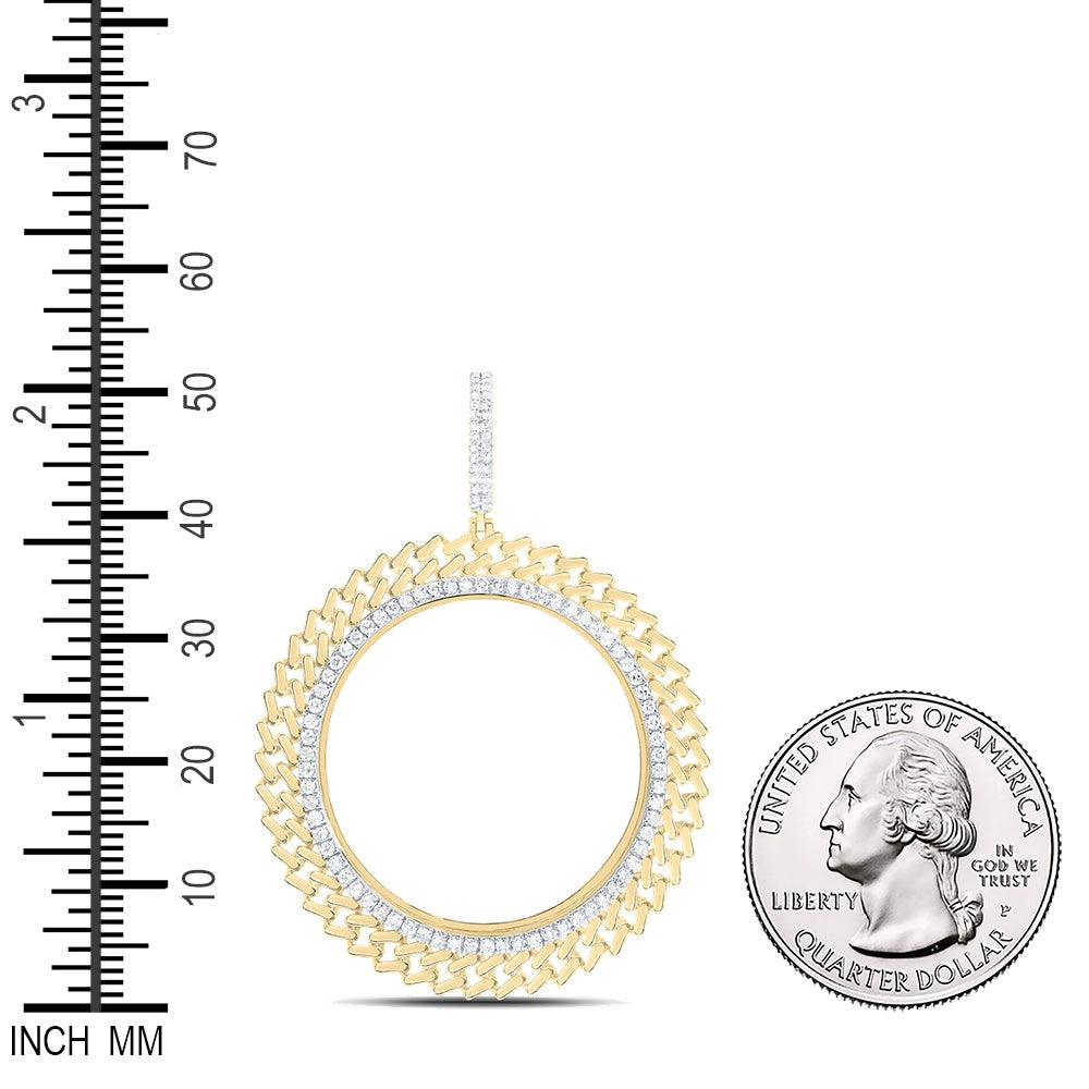 1.4 Ctw Natural Diamond Bezel Memory Link Border Pendant in 14k Yellow Gold