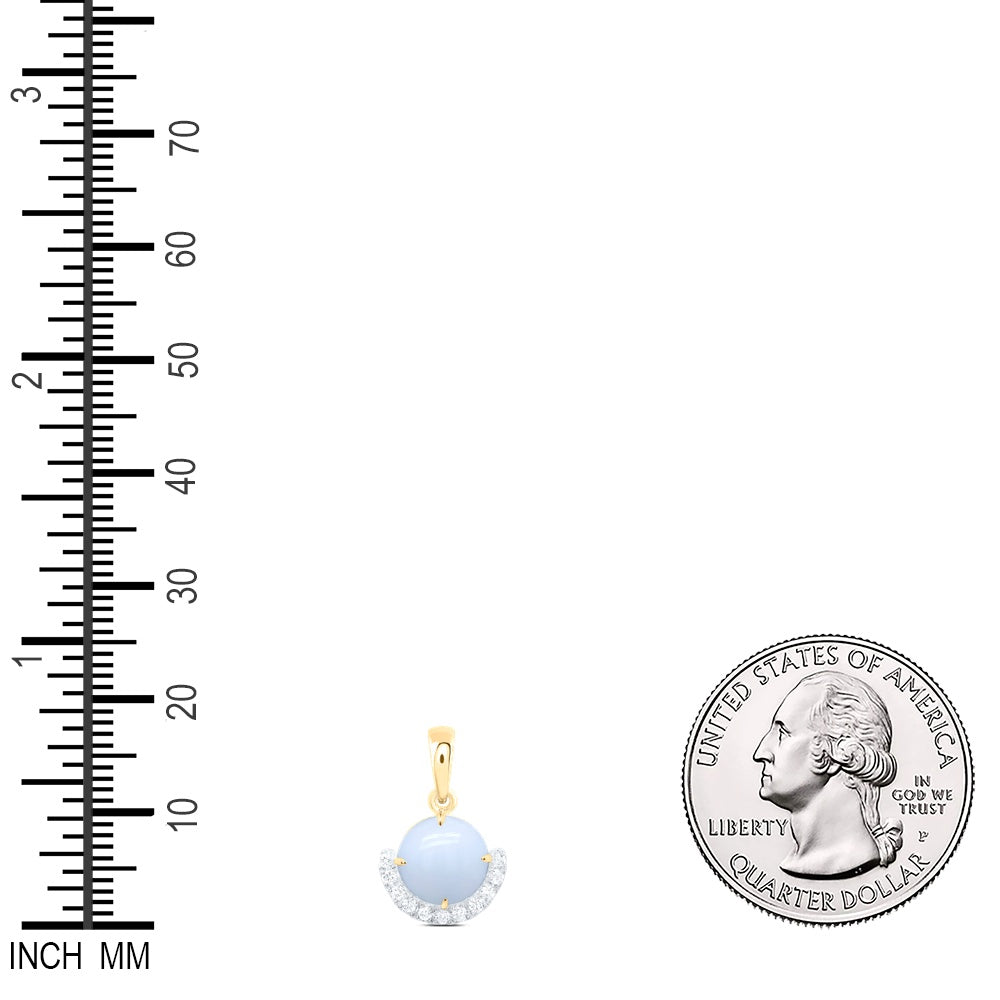 1.33 Ctw Natural Diamond Light Blue Pendant in 10k Yellow Gold