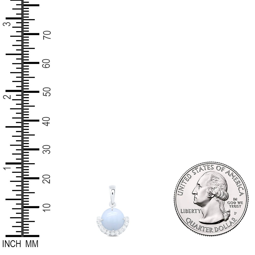 1.59 Ctw Natural Diamond Light Blue Pendant in 10k White Gold