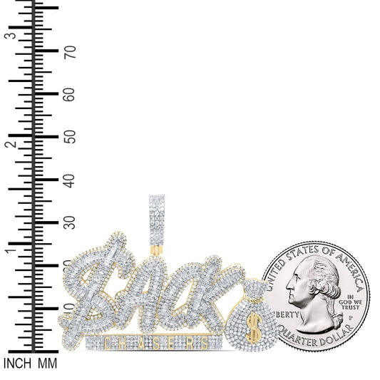 4.6 Ctw Natural Diamond Money Bag Sack Chasers Pendant in 10k Yellow Gold