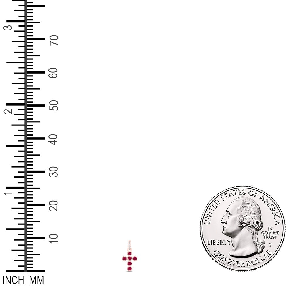 0.16 Ctw Natural Diamond Red Cross Pendant in 14k Rose Gold