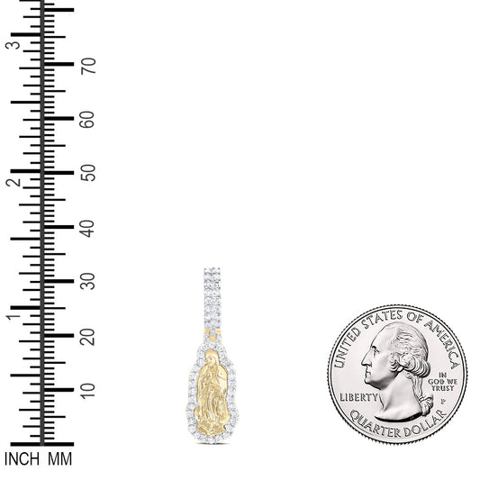0.87 Ctw Natural Diamond Blessed Virgin Mary Pendant in 10k Yellow Gold