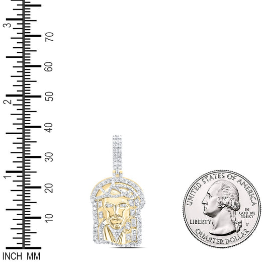1.34 Ctw Natural Diamond Jesus Head Religious Pendant in 10k Yellow Gold