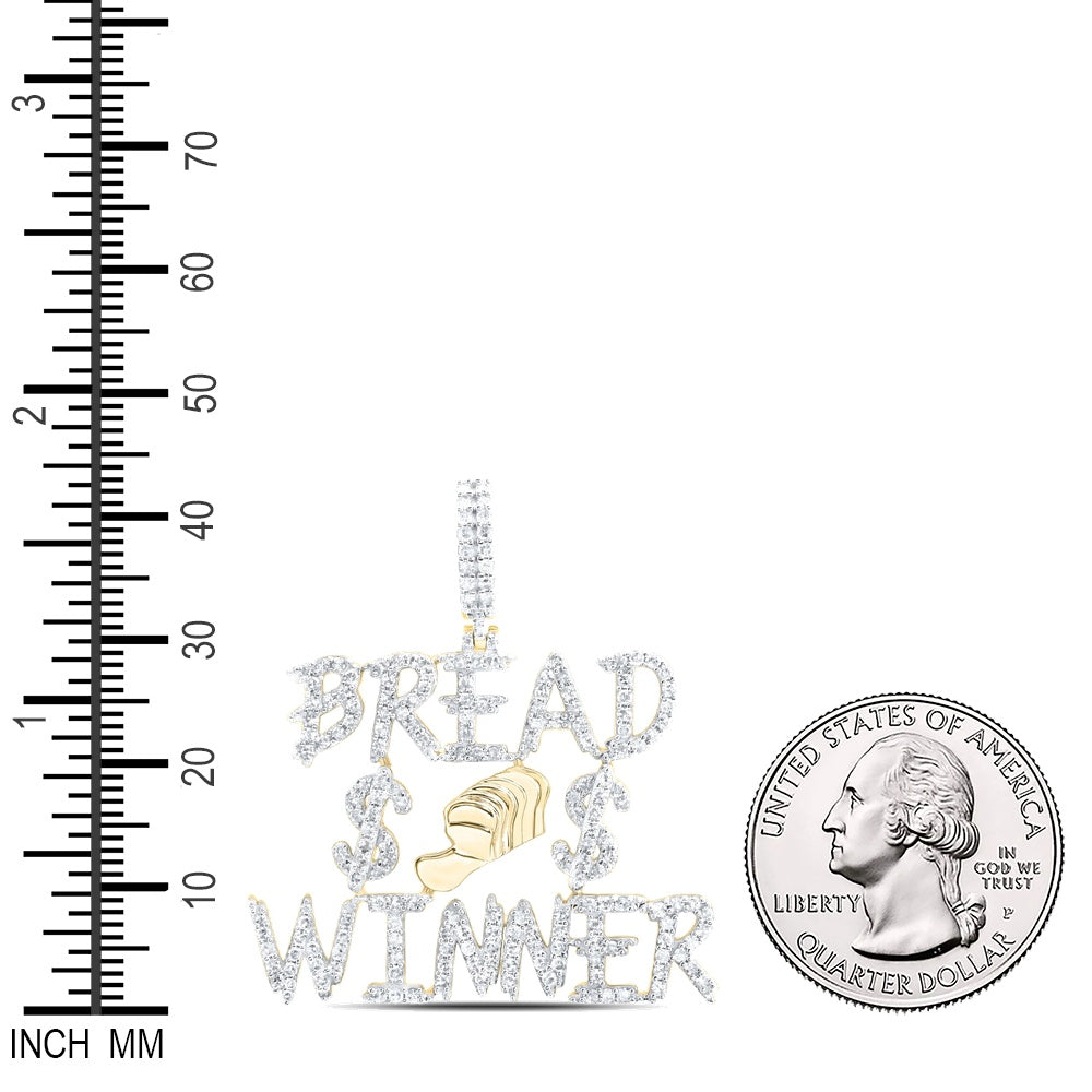 1.44 Ctw Natural Diamond Bread Winner Dollar Sign Pendant in 10k Yellow Gold