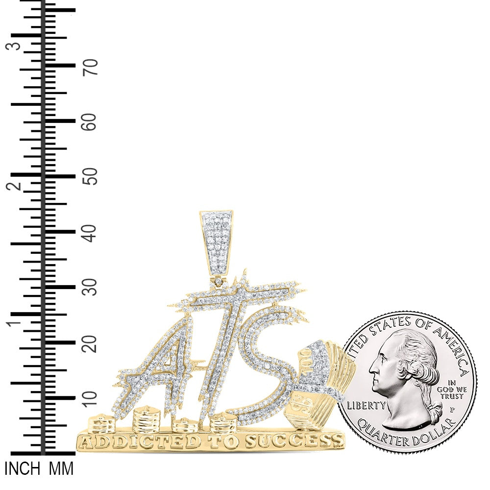 1.4 Ctw Natural Diamond ATS Addited To Success Cash Money Pendant in 10k Yellow Gold