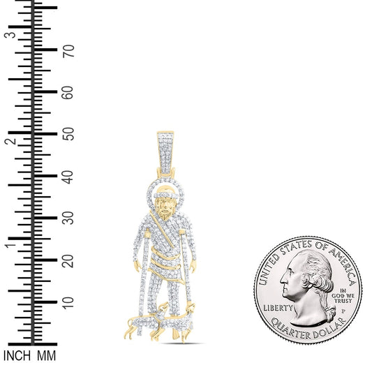 1 Ctw Natural Diamond Saint Lazarus Pendant in 10k Yellow Gold