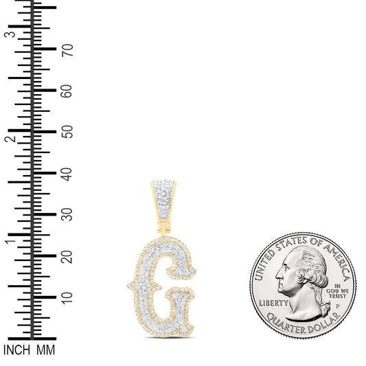0.59 Ctw Natural Diamond Initial Letter Alphabet G Pendant in 10K Yellow White