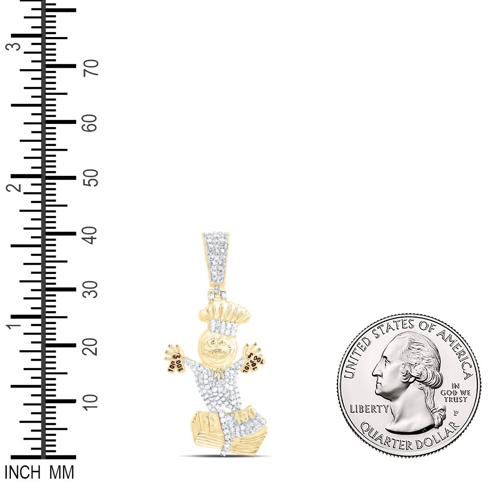 0.42 Ctw Natural Diamond Chef Cash Dollar Bills Pendant in 10k Yellow Gold
