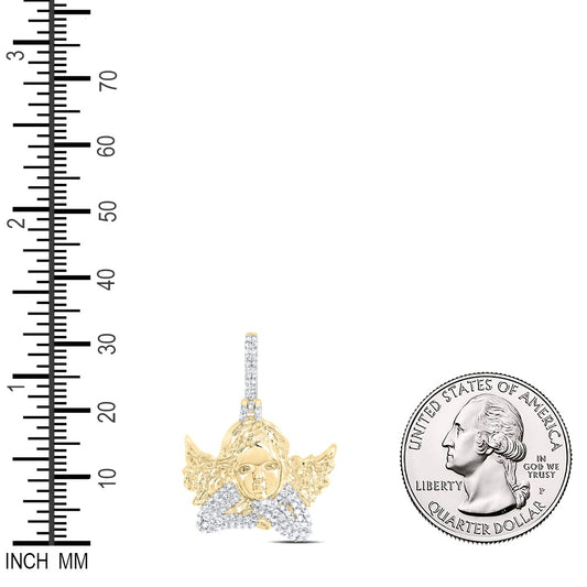 0.44 Ctw Natural Diamond Baby Angel Wings Religious Pendant in 10k Yellow Gold