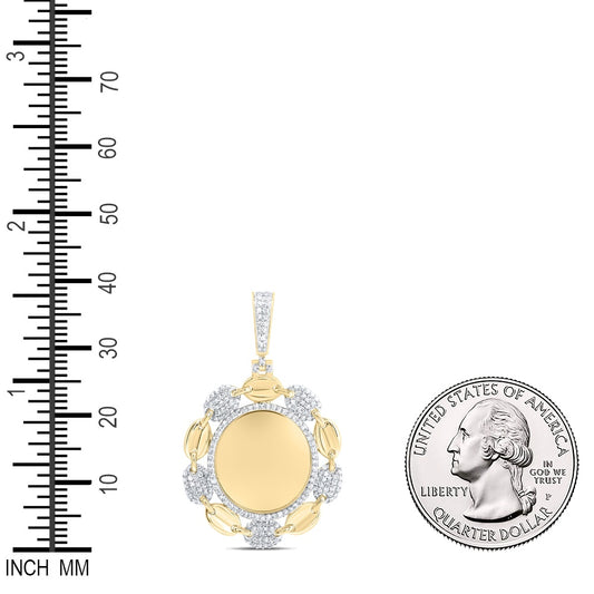0.52 Ctw Natural Diamond Puff Marnier Memory Picture Frame Pendant in 10k Yellow Gold