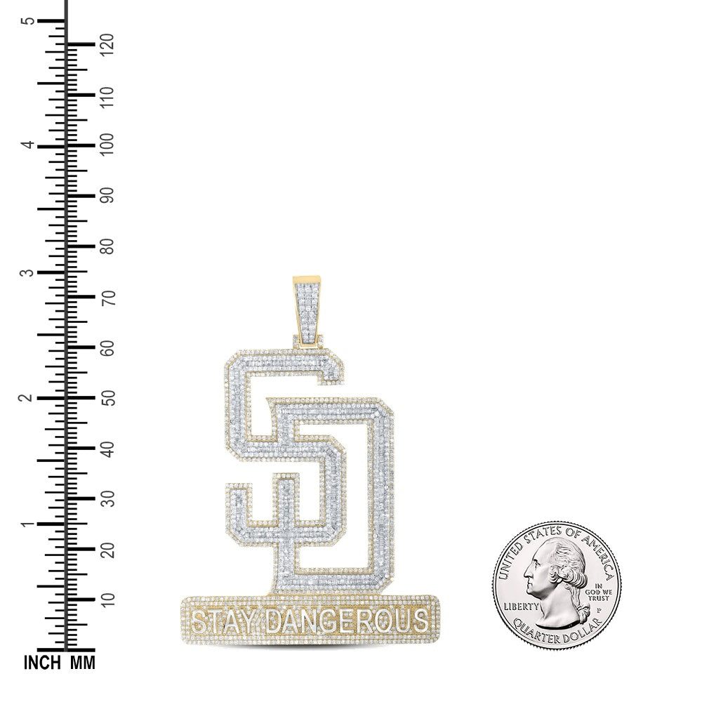 4.6 Ctw Natural Diamond Stay Dangerous SD Pendant in 10K Yellow White