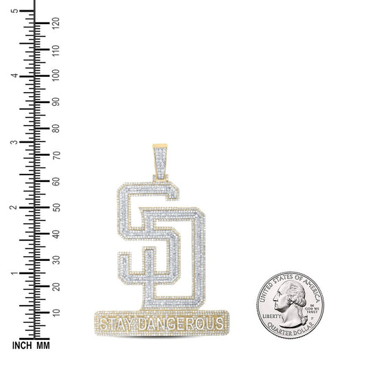 4.6 Ctw Natural Diamond Stay Dangerous SD Pendant in 10K Yellow White