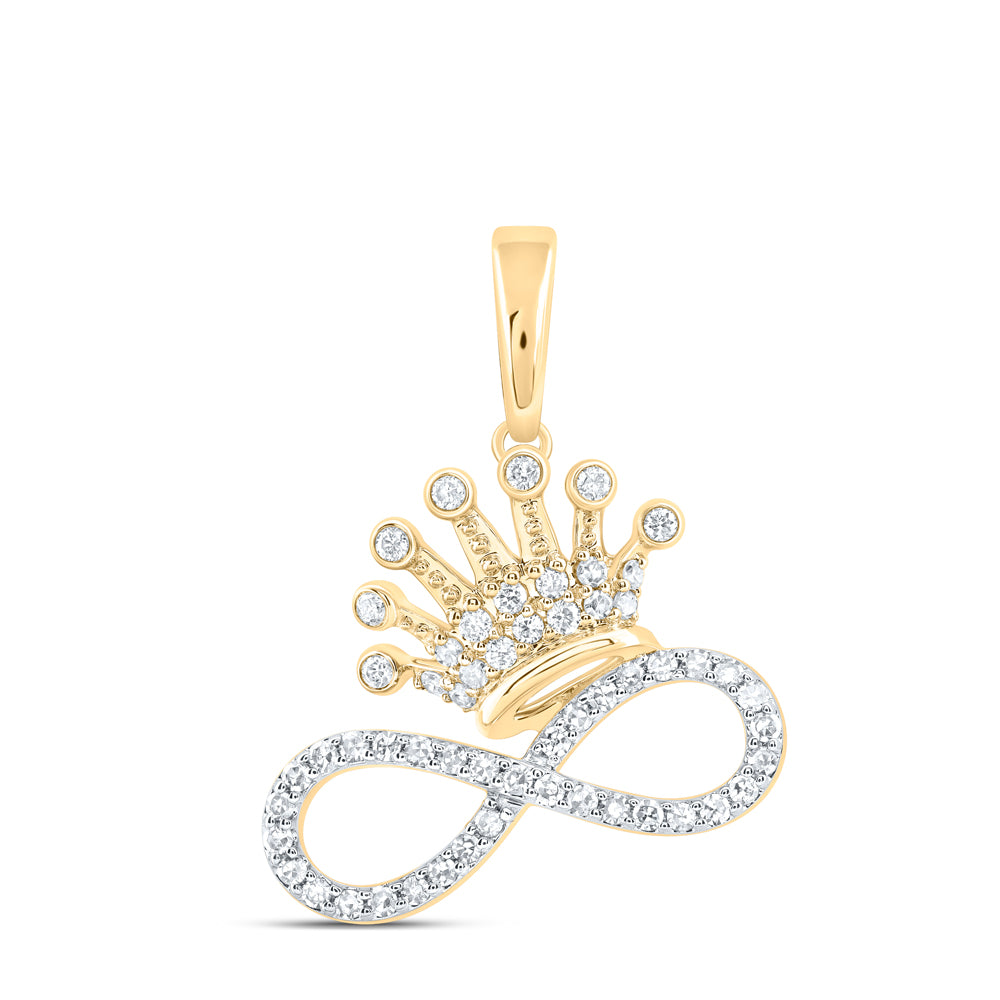 0.28 Ctw Natural Diamond Crown Infinity Pendant in 10k Yellow Gold