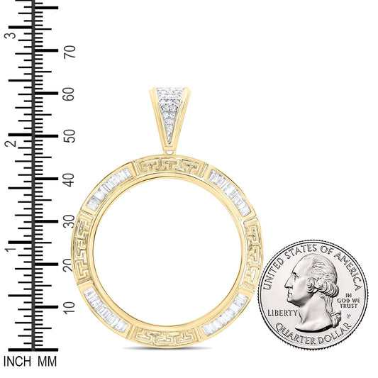 1.19 Ctw Natural Diamond Greek Memory Bezel Pendant in 14k Yellow Gold