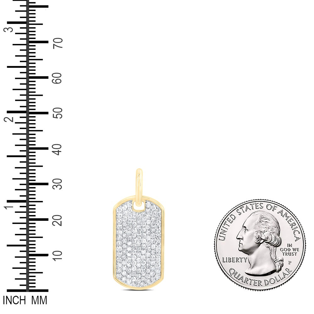 2.16 Ctw Natural Diamond Dogtag Cluster Pendant in 10k Yellow Gold