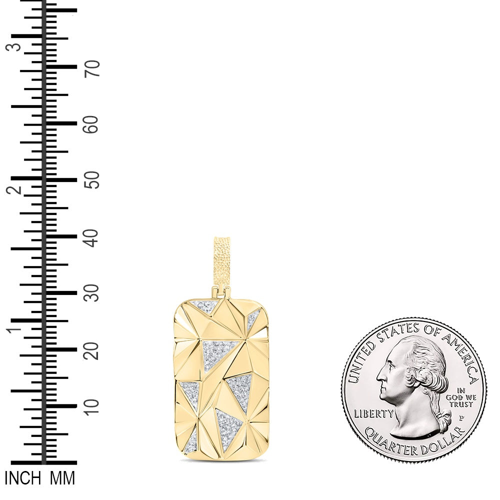 0.25 Ctw Natural Diamond Faceted Dogtag Pendant in 10k Yellow Gold