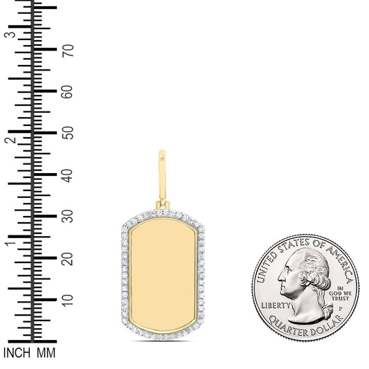 0.63 Ctw Natural Diamond Dogtag Pendant in 10k Yellow Gold