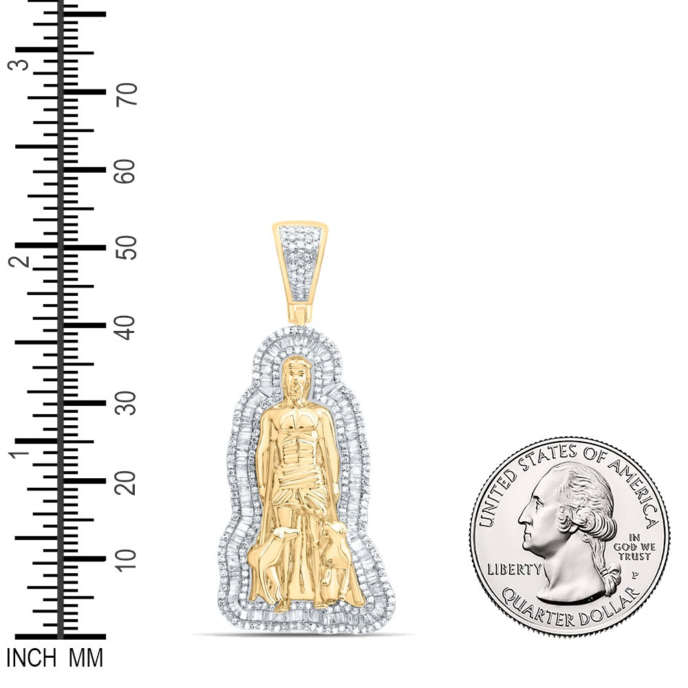 1.36 Ctw Natural Diamond St. Saint Lazarus Pendant in 10k Yellow Gold