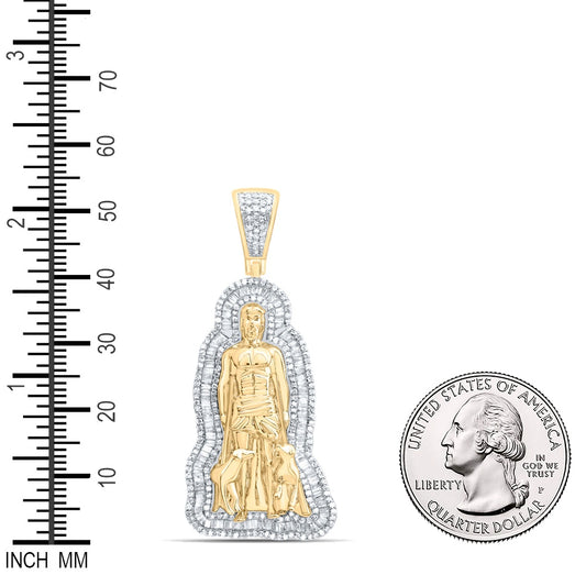 1.36 Ctw Natural Diamond St. Saint Lazarus Pendant in 10k Yellow Gold